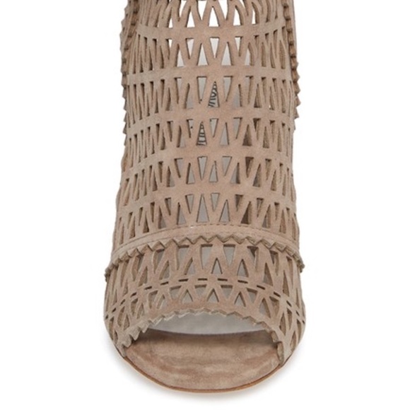 JEFFREY CAMPBELL Ottawa Taupe Suede Leather Sandal Block Heel Open Toe Bootie 10 - Picture 6 of 14